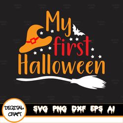 my first halloween svg, my first halloween svg, baby girl, baby boy, my 1st halloween, with black cat, cut file for silh