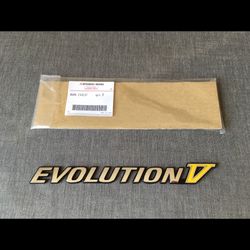 mitsubishi genuine evolution v chrome & yellow rear emblem badge for lancer evolution v