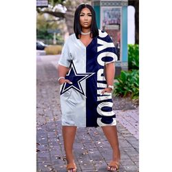 dallas cowboys v-neck jacket short-sleeved bat-sleeved dress