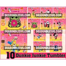 10 dunkie junkie 20oz skinny straight&tapered designs,sublimation tumbler design,tumbler design,dunkie junkie png