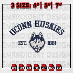 ncaa uconn huskies embroidery files, ncaa embroidery designs, uconn huskies machine embroidery pattern