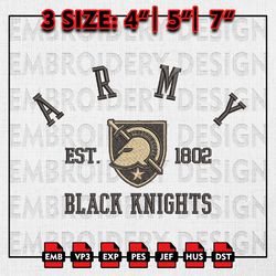 ncaa army black knights embroidery files, ncaa embroidery designs, army black knights machine embroidery pattern