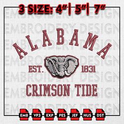 ncaa alabama crimson tide embroidery files, ncaa embroidery designs, alabama crimson tide machine embroidery pattern