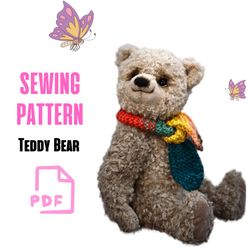 classic vintage teddy bear pattern |for sewing teddy bear |sewing pattern |pdf pattern plush teddy bear| teddy bear soft