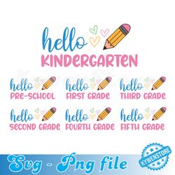 hello back to school svg bundle, retro back to school svg, first day of school svg, teacher svg, kindergarten 1st 2nd3rd