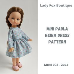 dress pattern for mini amigas paola reina 21 cm and kruselings dolls.