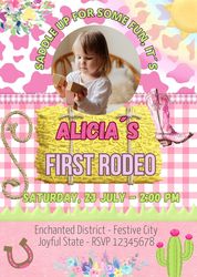 editable canva my first rodeo video invitation, first rodeo invitation template, printable wild west birthday invite, gi