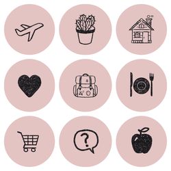 72 lifestyle instagram highlight icons.pink instagram highlights images.  pink and black instagram highlights icons.