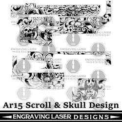 engraving laser designs ar15 scroll & skull design