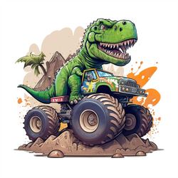 t rex png sublimation design -t rex riding a monster truck instant digital downloads