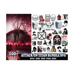 100 files attack on titan bundle svg, levi svg, eren svg