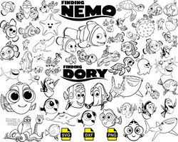 nnemo silhouette, nemo svg, nemo outline, dory outline