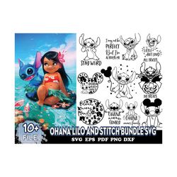 10 files ohana lilo and stitch bundle svg, cartoon svg