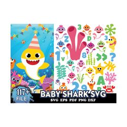 117 baby shark svg, cute shark svg, elements svg