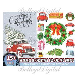 watercolor christmas red car png bundle, christmas svg, red car png, merry christmas svg, xmas svg, christmas sublimatio
