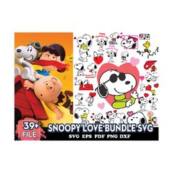 39 snoopy love bundle svg, snoopy svg, valentine svg