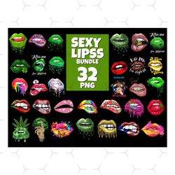 32 files sexy lips png bundle, glitter lips png, trending png, dripping lips png, cannabis dripping lips png, pride drip