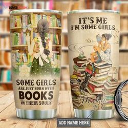 personalized book girl stainless steel tumbler, personalized tumblers, tumbler cups, custom tumblers