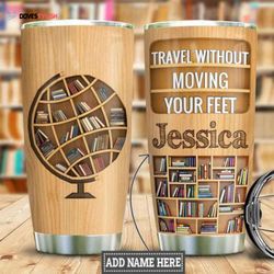 personalized book lover travel stainless steel tumbler, personalized tumblers, tumbler cups, custom tumblers