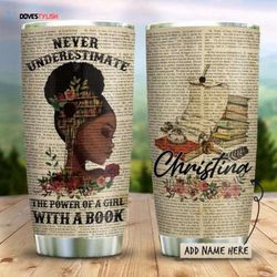 black woman books personalized kd2 stainless steel tumbler, personalized tumblers, tumbler cups, custom tumblers