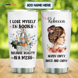 i lose myself in books personalized kd2 stainless steel tumbler, personalized tumblers, tumbler cups, custom tumblers