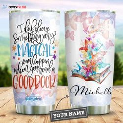 butterfly book personalized stainless steel tumbler, personalized tumblers, tumbler cups
