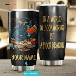 be a book dragon personalized stainless steel tumbler