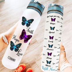 jesus christian cross butterfly faith hope love water bottle birthday gift sport water bottle plastic 32oz