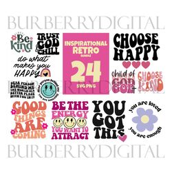 24 files inspirational retro bundle svg, trending svg, retro quotes, choose happy, you got this, good things are coming,