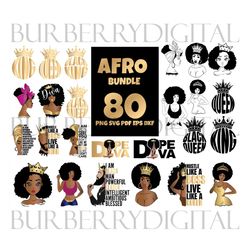 80 files afro bundle svg, mega bundle svg, black girl svg, afro svg, afro sublimation, afro king svg, black woman, queen