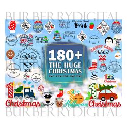 180 the huge christmas bundle svg, gingerbread man svg, christmas svg, santa claus svg, sleigh svg, gnome svg, pdf, eps,