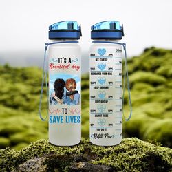 it's a beautiful day to save lives proud nurse water bottle gift for nurses sport water bottle plastic 32oz