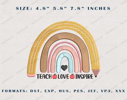 Teach Love Inspire Embroidery Design, Back To School Embroidery Design, Best Teacher Embroidery File, School Embroidery