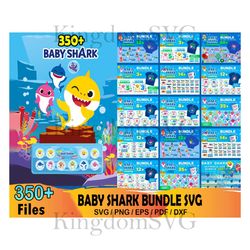 350 baby shark svg bundle, shark family svg, baby shark themed