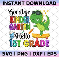 goodbye kindergarten hello 1st grade png, graduation last day png, kids shirt design, png