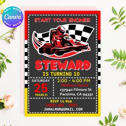 go kart invitation, go kart birthday party, go kart birthday party invitation, go kart birthday party, go kart invites