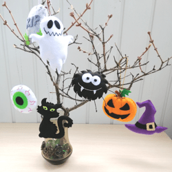 halloween felt ornaments, halloween decor, halloween party decorations, halloween ornaments, halloween tree ornaments