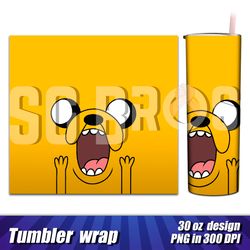 30oz tumbler adventure time jack, adventure time full wrap tumbler design, custom tumbler wrap, tumbler template wrap