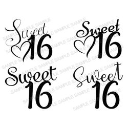 sweet 16 svg file, sweet sixteen svg, birthday girl svg, sweet 16 clipart, 16th birthday svg, sweet 16 cut files, sweet