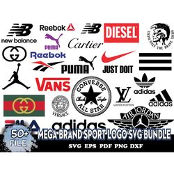 mega brand sport logo svg, new balance logo, adidas logo, louis vuitton logo, lv logo, vans logo, nike logo,versace logo