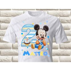 baby mickey mouse second birthday iron on transfer, baby mickey mouse 2 birthday boy iron on transfer, baby mickey mouse