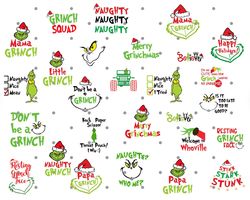 grinch bundle 190 unique design  grinch christmas svg grinch clipart files  files for cricut silhouette .