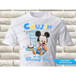 baby mickey mouse cousin of the first birthday boy iron on transfer baby mickey mouse iron on transfer baby mickey mouse