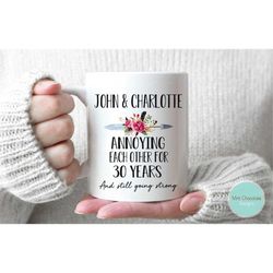 personalized wedding anniversary mug, funny anniversary gift, parents anniversary, custom names anniversary mug, custom