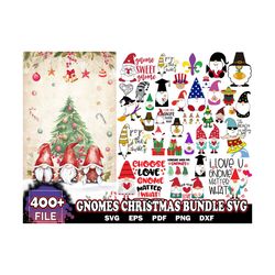 400 gnomes christmas bundle svg, christmas svg, gnomes svg, santa svg, christmas for cricut or silhouette svg png instan