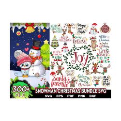 300 snowman christmas bundle svg, christmas svg santa svg, snowman svg