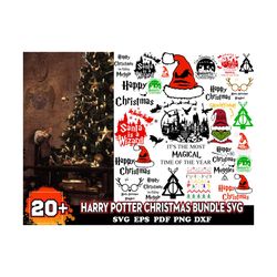 20 harry potter christmas bundle, christmas svg, hogwarts svg, hogwarts house svg, harry potter vector, harry potter cli