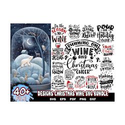 40 designs christmas wine svg bundle, christmas svg, christmas cut files, wine svg, santa svg, instant download