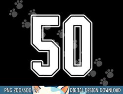 50 white outline number 50 sports fan jersey style png, sublimation copy