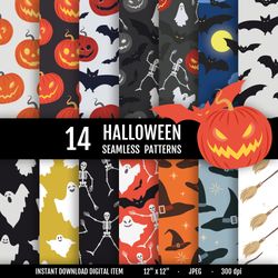halloween seamless patterns 14, halloween decor, digital halloween paper, scrapbook paper, halloween svg, cisplay svg